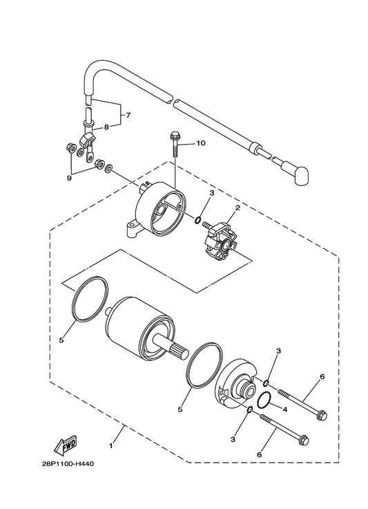 Yamaha 28P-81815-00 Cord, Starter Motor — shown on the Starting Motor parts diagram