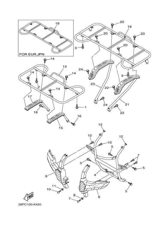 Yamaha 3B4-2842N-00 Cover 2 — shown on the Guard parts diagram