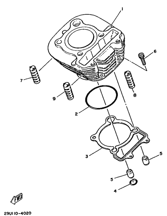 Yamaha 93210-72529 O-Ring — shown on the Cylinder parts diagram