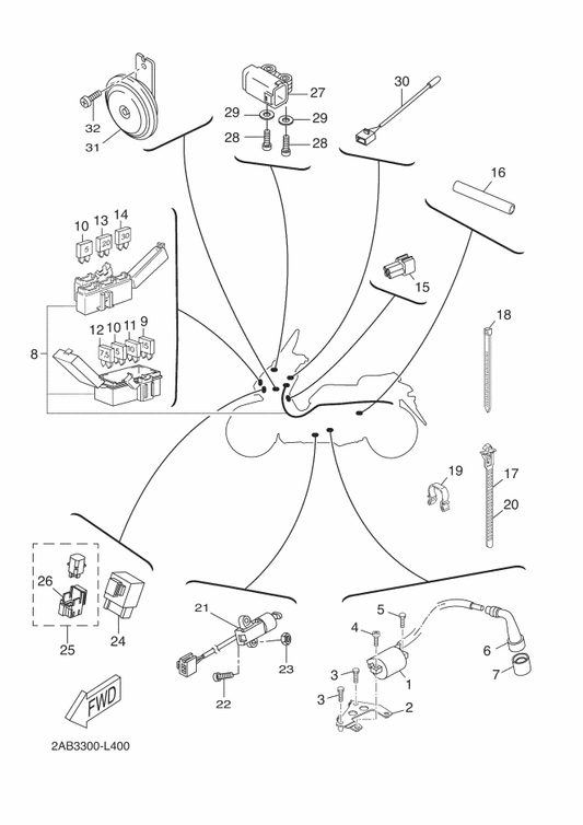 Yamaha 39D-H2316-00 Bracket, Ignition Coil — shown on the Electrical 2 parts diagram