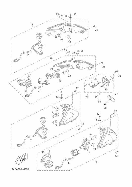 Yamaha 39D-H4710-00 Taillight Unit Assy — shown on the Taillight parts diagram