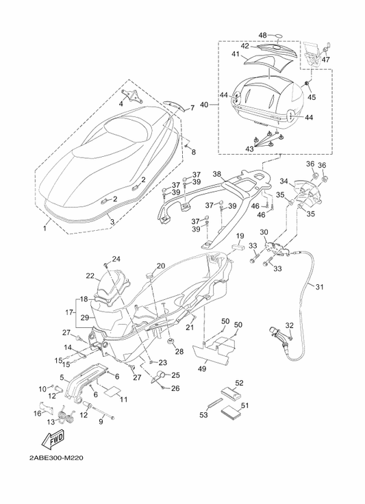 Yamaha 34B-F4890-00 . Pad Assy — shown on the Seat parts diagram
