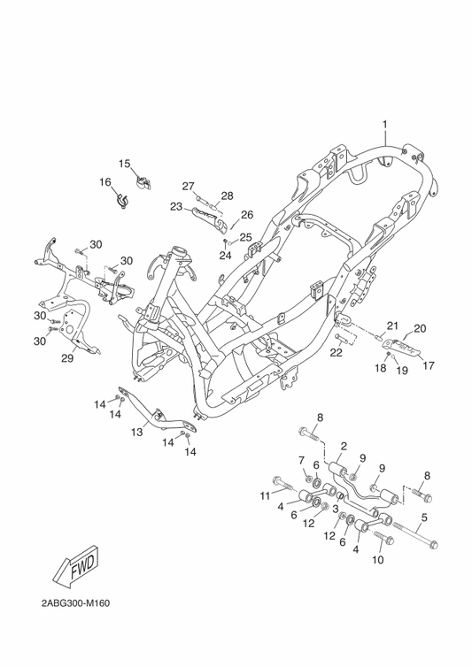 Yamaha 5B2-F1480-00 Stay, Engine — shown on the Frame parts diagram