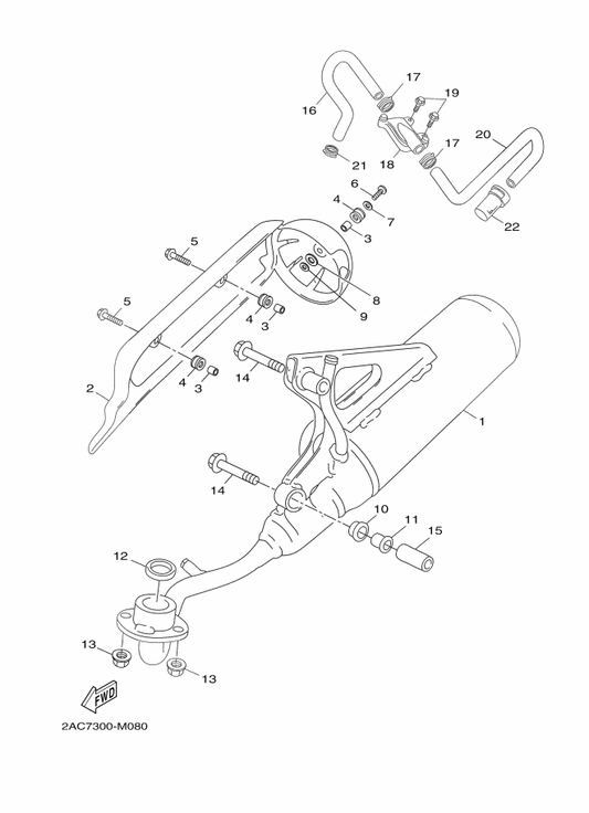 Yamaha 5C3-E4610-10 Exhaust Pipe Assy 1 — shown on the Exhaust parts diagram