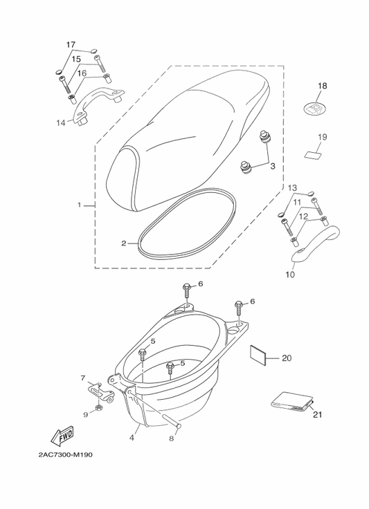 Yamaha 90387-09X03 Collar — shown on the Seat parts diagram