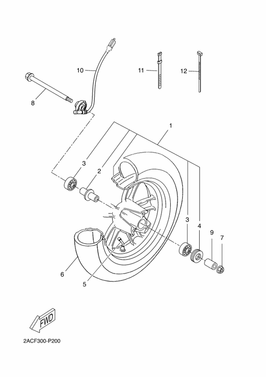 Yamaha 2AP-H3756-00 Sensor, Unit — shown on the Front Wheel parts diagram
