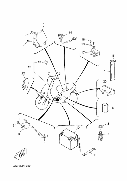 Yamaha 1GB-H591A-00 Engine Control Unit Assy — shown on the Electrical 2 parts diagram