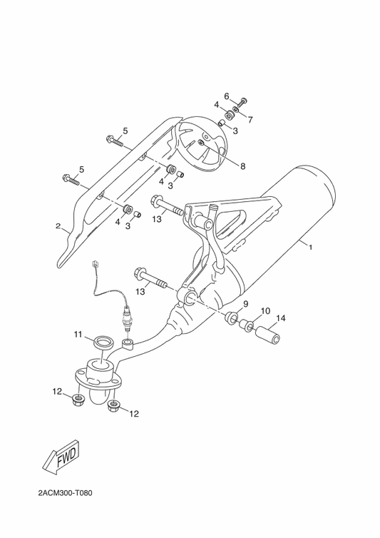 Yamaha 5C3-E4708-20 Protector Assy — shown on the Exhaust parts diagram