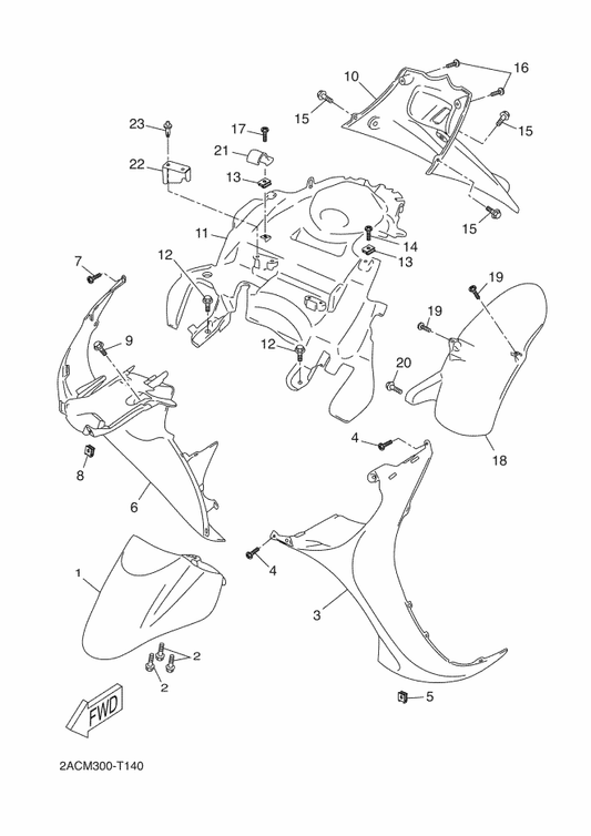 Yamaha 5C2-F8345-00-P4 Mole 1 — shown on the Fender parts diagram