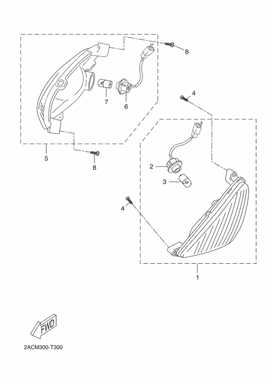 Yamaha 5C2-H331E-10 . Cord Assy — shown on the Flasher Light parts diagram