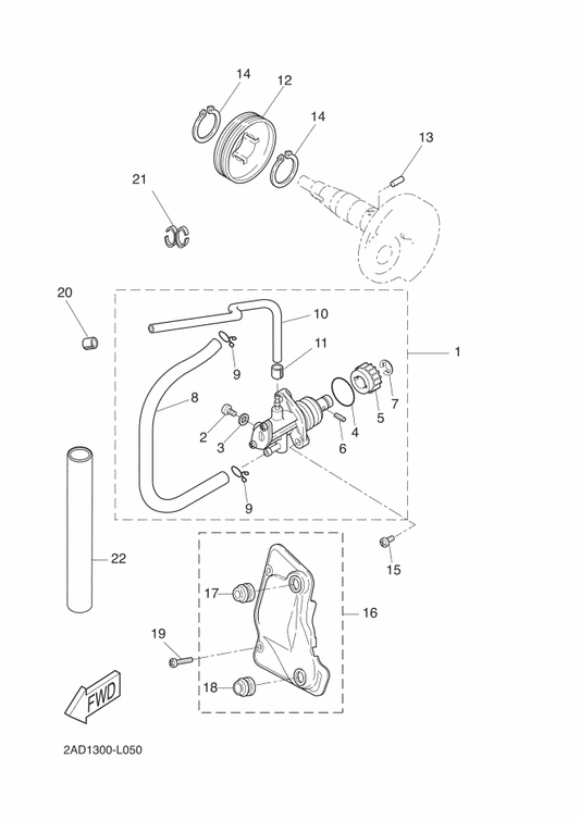 Yamaha 90468-02X01 Clip — shown on the Oil Pump parts diagram