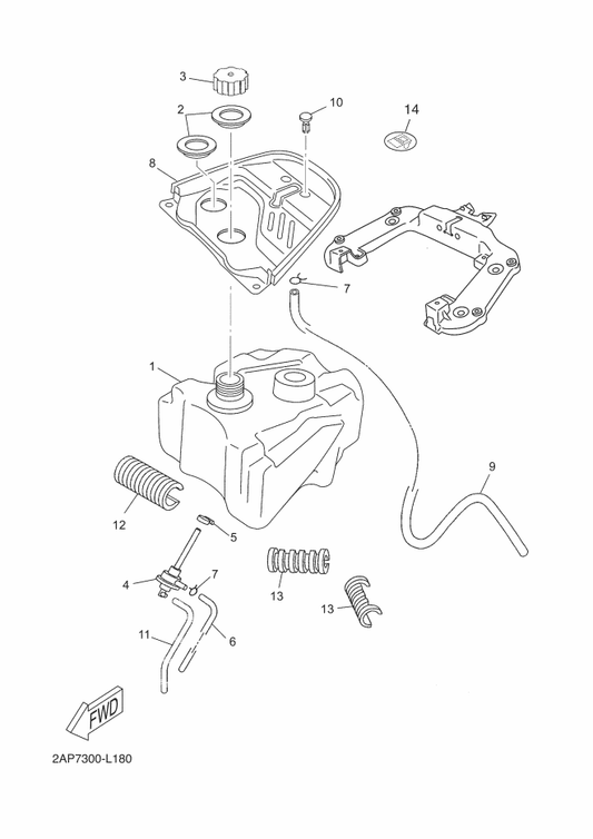 Yamaha 5C2-F416A-00 Hose — shown on the Fuel Tank parts diagram
