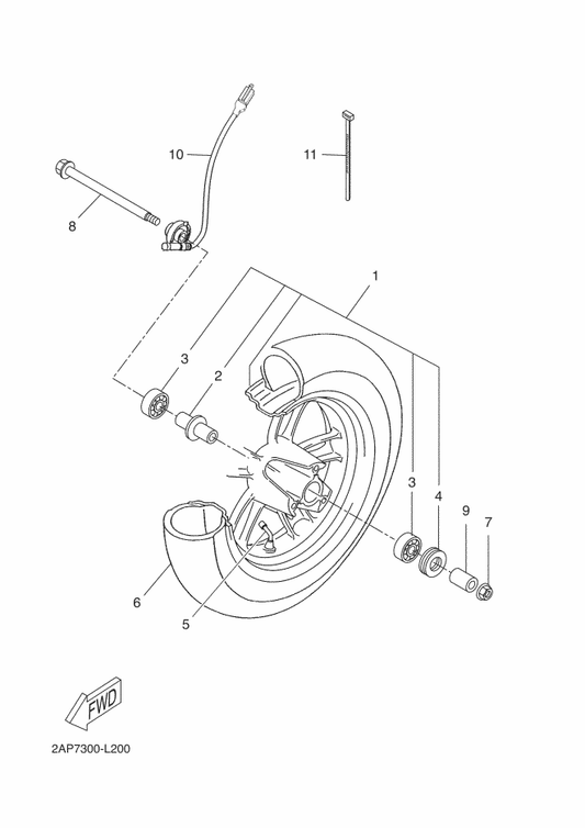 Yamaha 5C2-H3756-00 Sensor, Unit — shown on the Front Wheel parts diagram