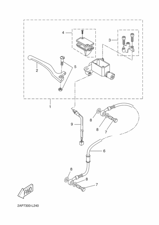 Yamaha 5D7-H3922-20 . Lever 2 — shown on the Front Master Cylinder parts diagram