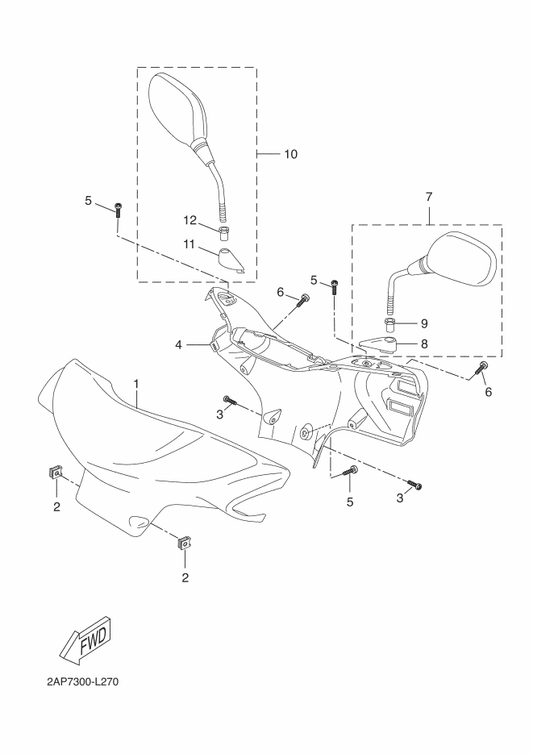 Yamaha 5C3-F6143-00-P7 Cover, Handle Upper 1 — shown on the Cowling 1 parts diagram