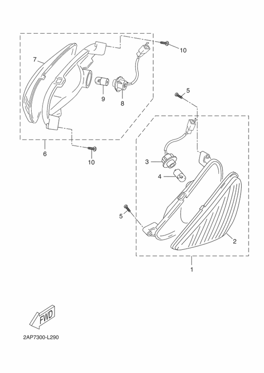 Yamaha 5C2-H332E-00 . Cord Assy — shown on the Flasher Light parts diagram