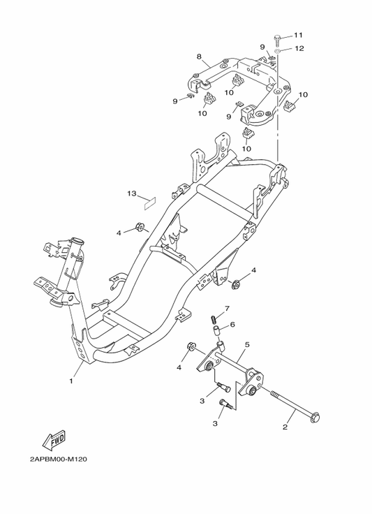 Yamaha 5C2-F1410-20 Engine Bracket Comp. — shown on the Frame parts diagram
