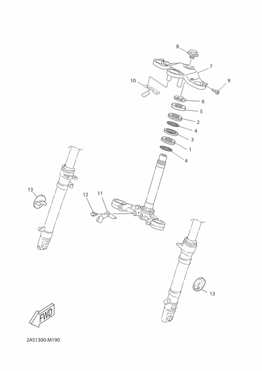 Yamaha 4BA-F3466-00 Clamp — shown on the Steering parts diagram