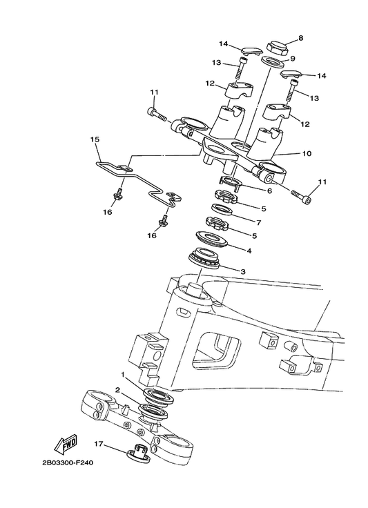 Yamaha 2B0-23389-00 Guide, Cable — shown on the Steering parts diagram