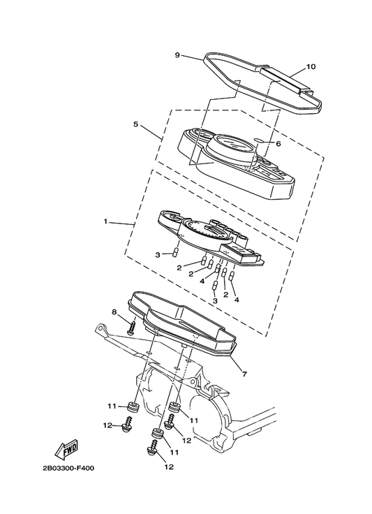 Yamaha 2B0-83570-50 Speedometer Assy (Mph) — shown on the Meter parts diagram