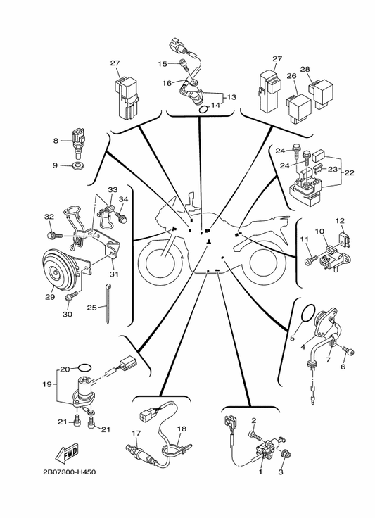 Yamaha 2B0-2317F-00 Stay 2 — shown on the Electrical 2 parts diagram