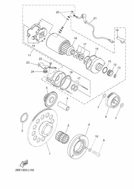 Yamaha 56P-H1815-00 Cord, Starter Motor — shown on the Starter parts diagram