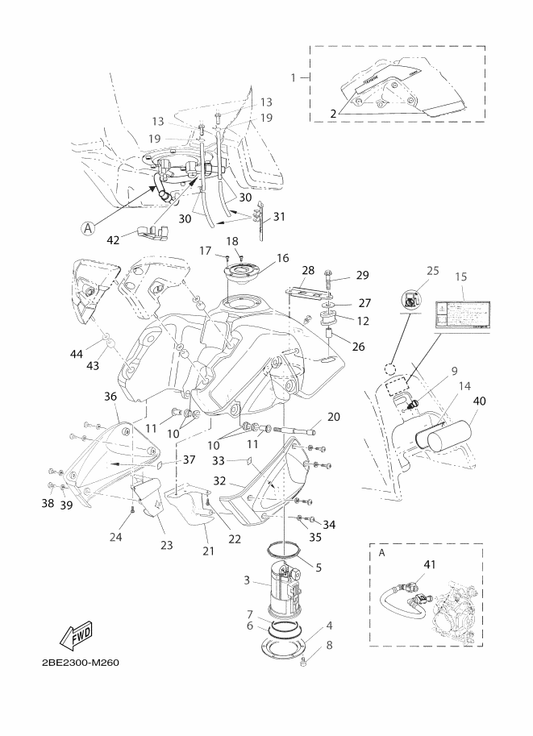 Yamaha 56P-WF411-00-P2 Fuel Tank Assy — shown on the Fuel Tank parts diagram