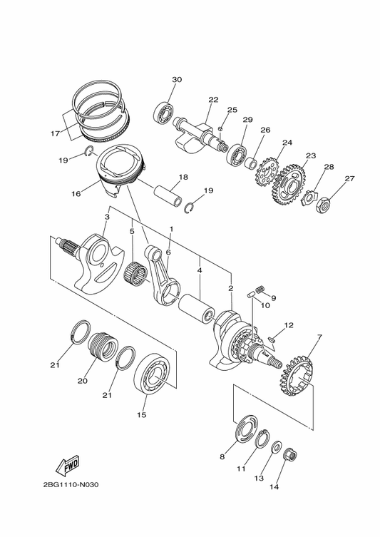 Yamaha 1S3-11603-10 Piston Ring Set (Std) — shown on the Crankshaft & Piston parts diagram