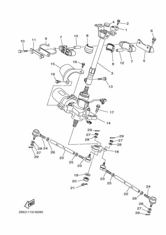 Yamaha 2BG-F3816-00 Arm, Pitman — shown on the Steering parts diagram