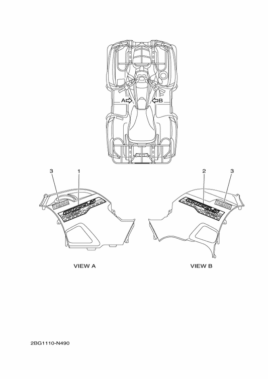 Yamaha 2BG-F1782-10 Emblem 2 — shown on the Graphics parts diagram