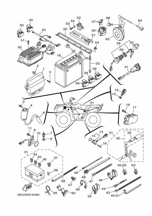 Yamaha 2BG-8591A-00 Engine Control Unit Assy — shown on the Electrical 1 parts diagram