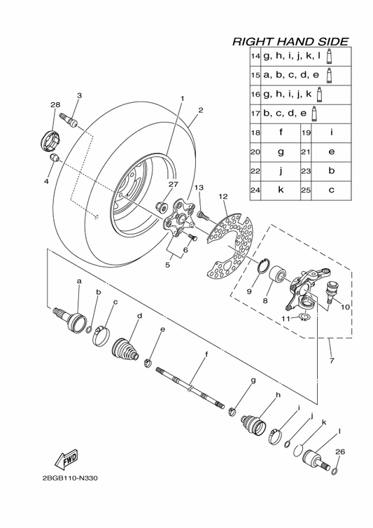 Yamaha 2BG-F5180-B0 Wheel Comp. — shown on the Front Wheel 2 parts diagram