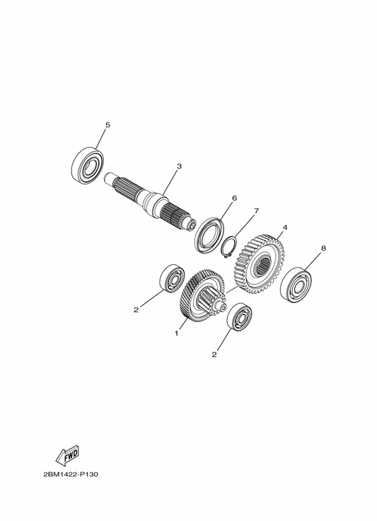 Yamaha 2TD-E7421-00 Axle, Drive — shown on the Transmission parts diagram