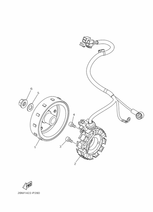 Yamaha 2BM-H1450-00 Rotor Assy — shown on the Generator parts diagram