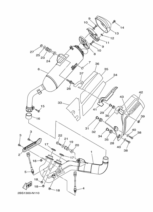 Yamaha 99245-00120 Emblem, Yamaha — shown on the Exhaust parts diagram