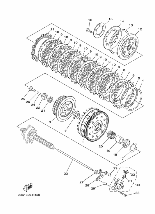 Yamaha 2BS-16150-00 Primary Driven Gear Comp. — shown on the Clutch parts diagram