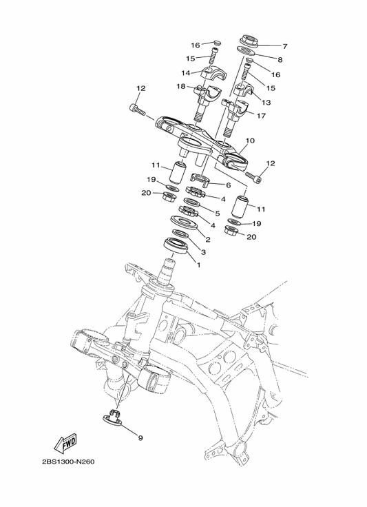 Yamaha 2BS-23357-00 Nut — shown on the Steering parts diagram