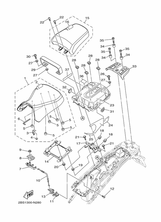 Yamaha 90387-08103 Collar — shown on the Seat parts diagram