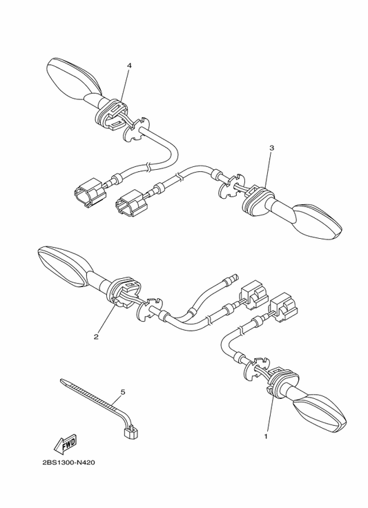 Yamaha 2BS-83340-00 Rear Flasher Light Assy 2 — shown on the Flasher Light parts diagram