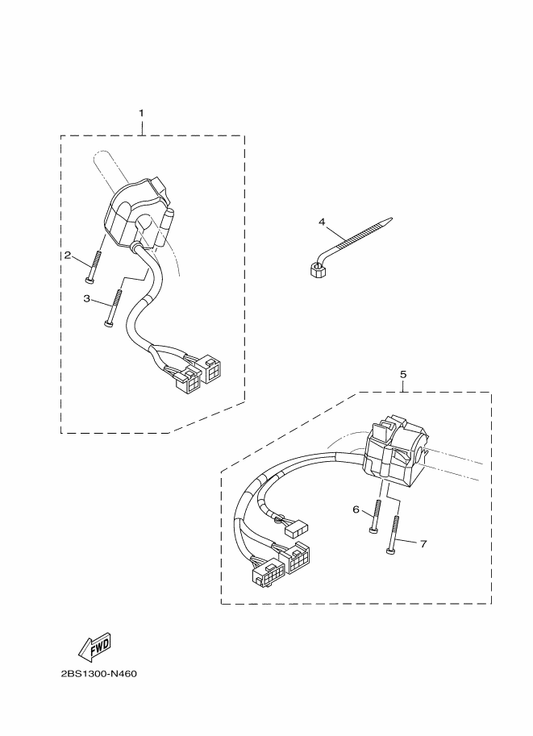 Yamaha 2BS-83963-00 Switch, Handle 3 — shown on the Handle Switch & Lever parts diagram