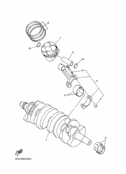 Yamaha 13S-11631-00 Piston (Std) — shown on the Crankshaft & Piston parts diagram