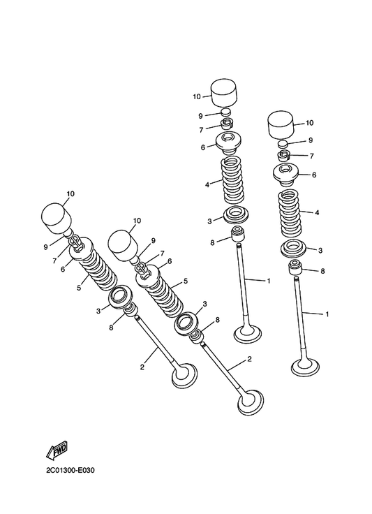 Yamaha 13S-12113-00 Spring, Valve Inner — shown on the Valve parts diagram