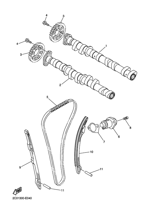 Yamaha 13S-12170-01 Camshaft Assy 1 — shown on the Camshaft & Chain parts diagram
