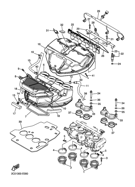 Yamaha 2C0-13881-00 Cover 1 — shown on the Intake parts diagram