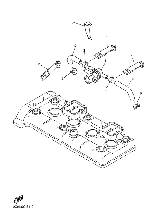 Yamaha 2C0-14881-00 Hose, Bend 1 — shown on the Air Induction System parts diagram
