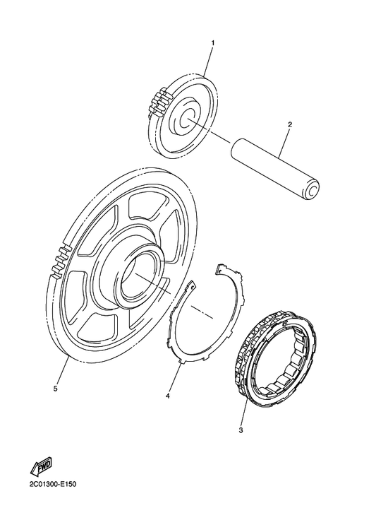 Yamaha 5MT-15521-00 Shaft 1 — shown on the Starter parts diagram