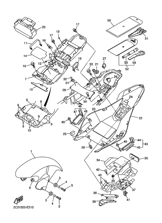 Yamaha 2C0-21649-00 Damper — shown on the Fender parts diagram