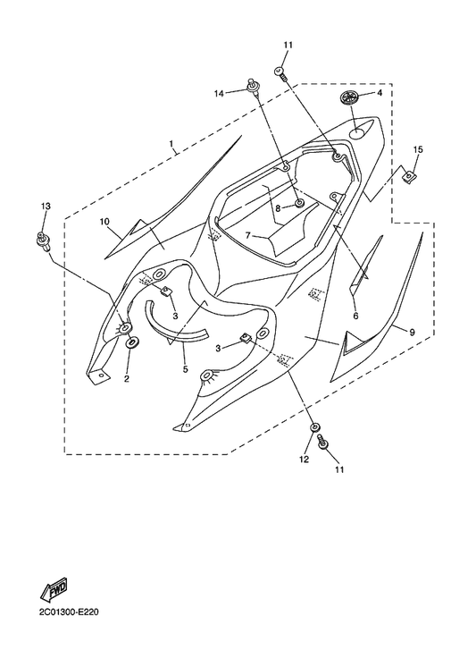 Yamaha 2C0-2172P-00 . Seat — shown on the Side Cover parts diagram