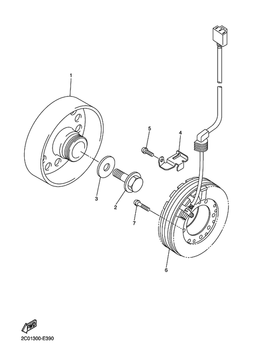 Yamaha 2C0-15484-00 Clamp 2 — shown on the Generator parts diagram