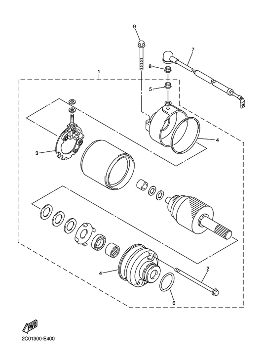 Yamaha 2C0-81890-00 Motor Assy — shown on the Starting Motor parts diagram